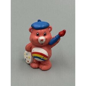 Vintage 1984 CARE BEARS Cheer Bear Painting Mini PVC Figure 2”